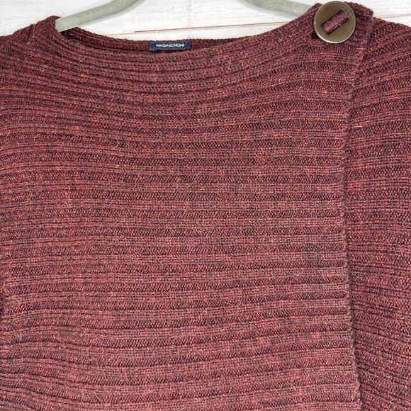 Magaschoni Womens Brown Sweater Wrap Crossover Front Shoulder Button Size Small - Picture 2 of 9